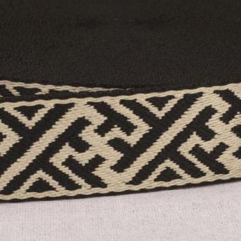 Gurtband 38 mm mit Streifen in Schwarz/Beige, im Ausschnitt